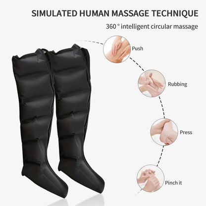 Air Compression Leg Massager Boots | 6 Airbag Full Leg Circulation Machine, Foot Calf Knee Massage System, Rechargeable