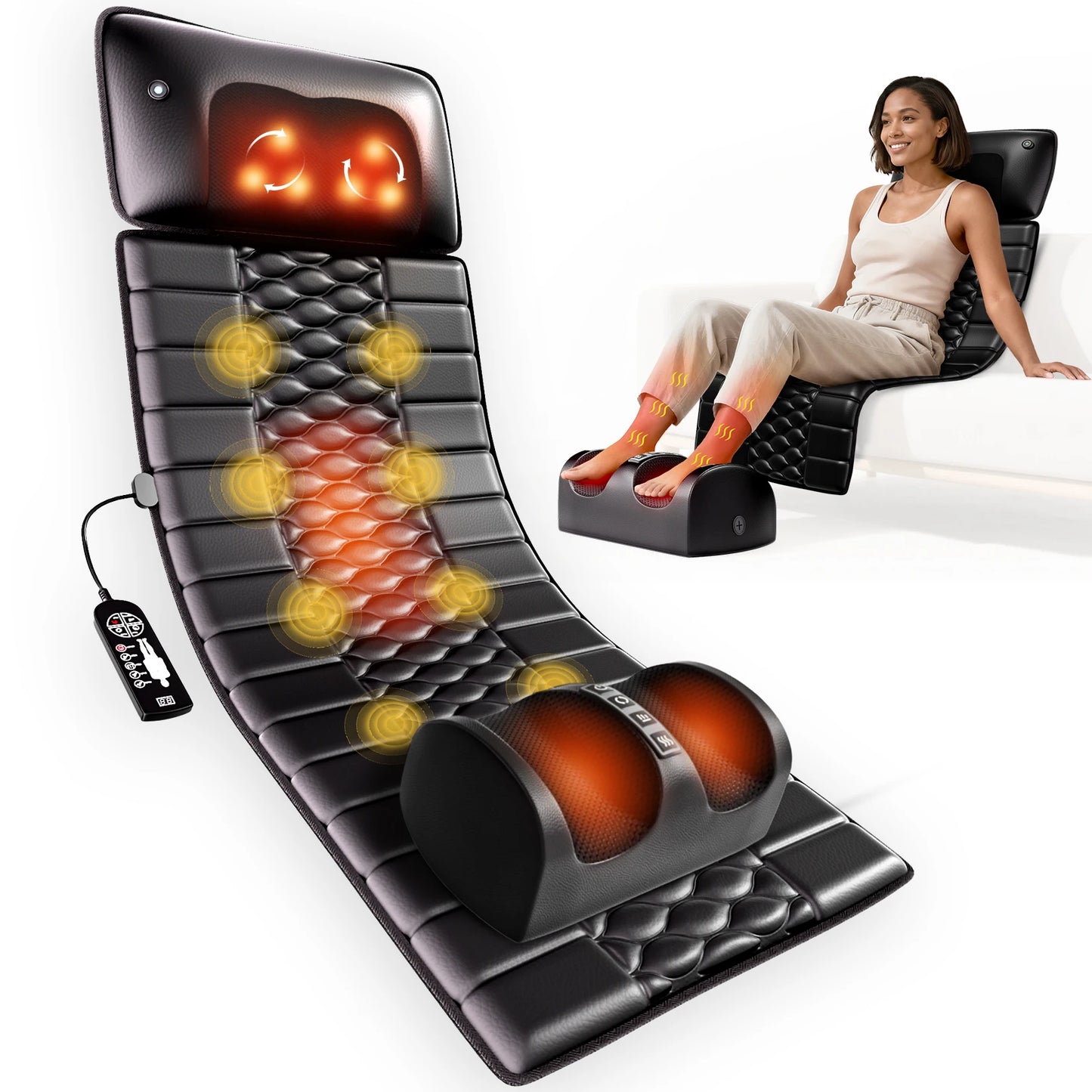 Full Body Massage Mat with Heat | Shiatsu Back Massage Mat | Electric Massage Pad for Home Use