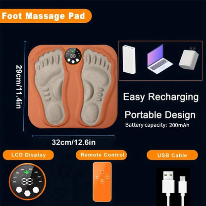 EMS Foot Massager Mat with Remote | Electric Foot Stimulator Pad, 8 Modes, 29 Intensity Levels, Circulation & Muscle Relaxation Device