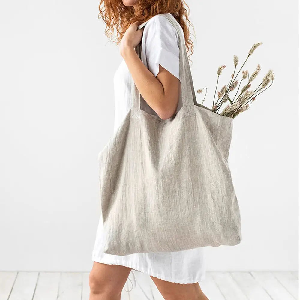 Eco-Friendly Linen Shoulder Bag - vitaAsana