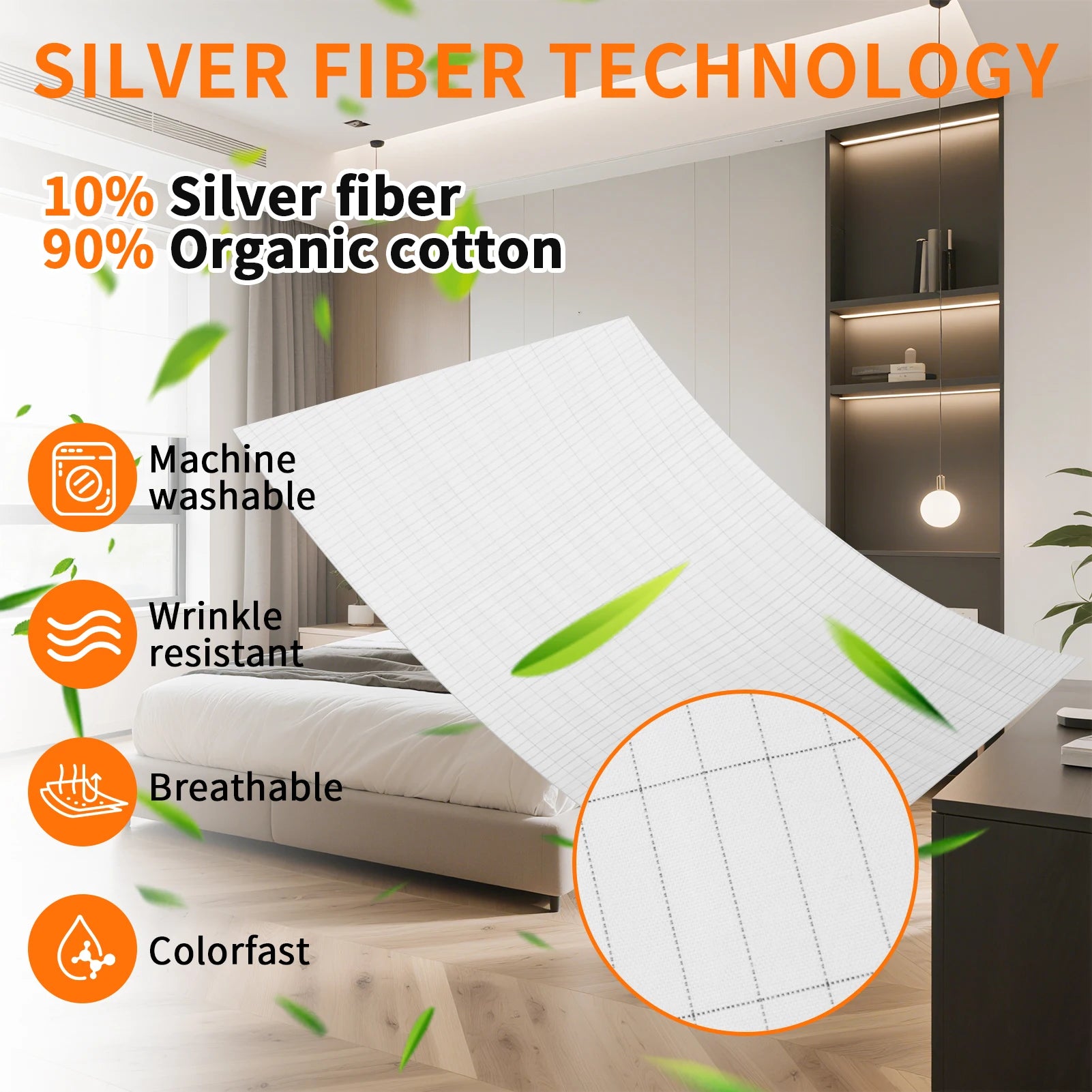 Organic Cotton Grounding Bed Sheet – Silver Fiber Conductive