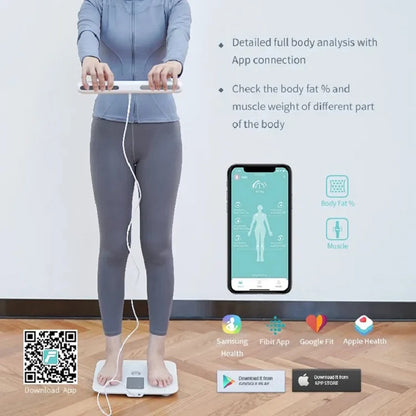 Smart Body Composition Scale | 8-Electrode Body Fat Monitor with Hand Sensors, TFT Display, App Sync, 18 Metrics, Baby Mode