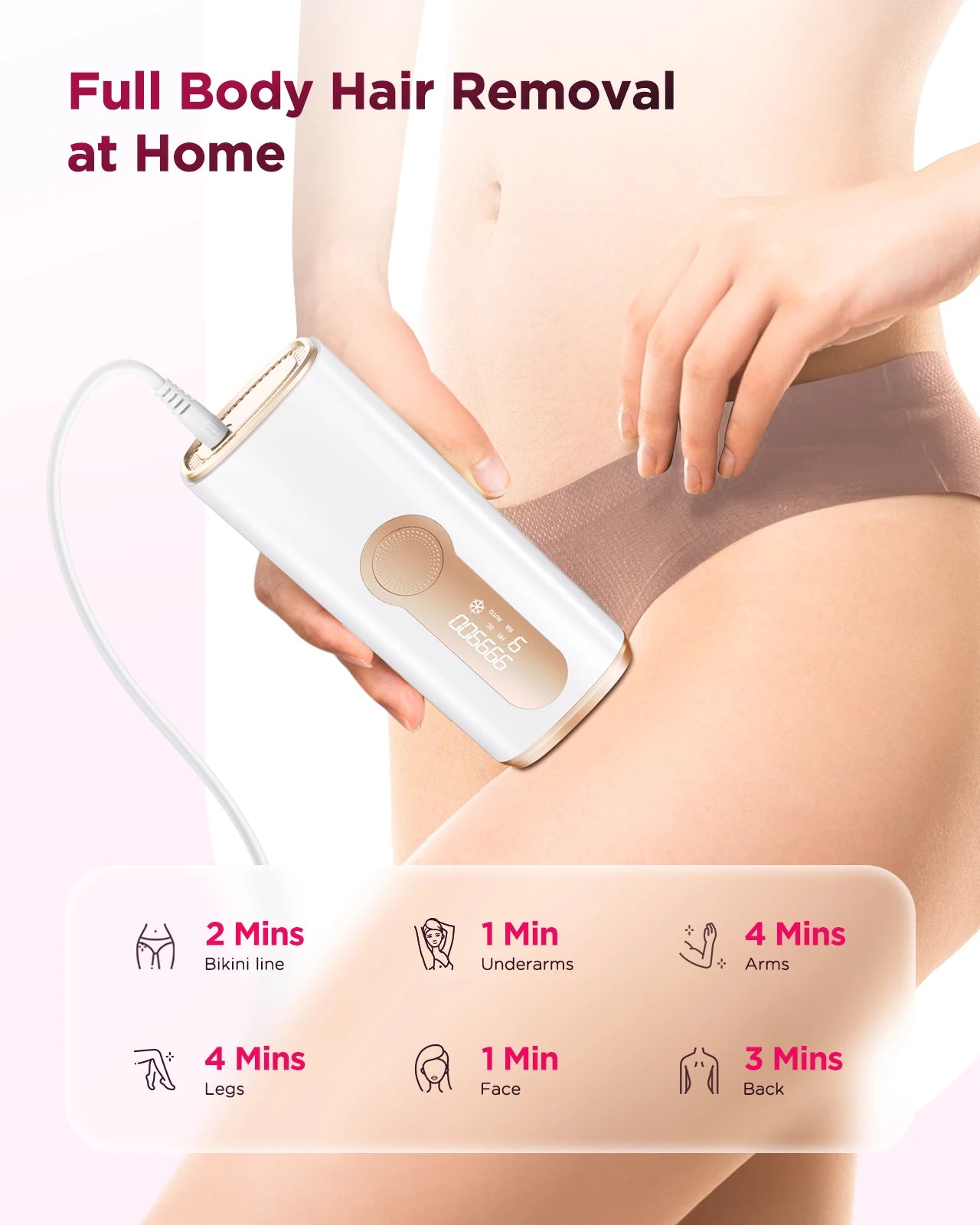 IPL Hair Removal Device | 999,900 Flashes, 8-Week Results, Auto-Glide Laser Epilator for Face, Body, Bikini – Painless & Safe