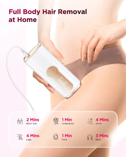 IPL Hair Removal Device | 999,900 Flashes, 8-Week Results, Auto-Glide Laser Epilator for Face, Body, Bikini – Painless & Safe
