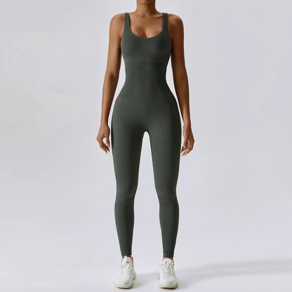 Yoga Jumpsuit for Women | Seamless One Piece Workout Bodysuit with Quick-Dry Stretch Compression Fit