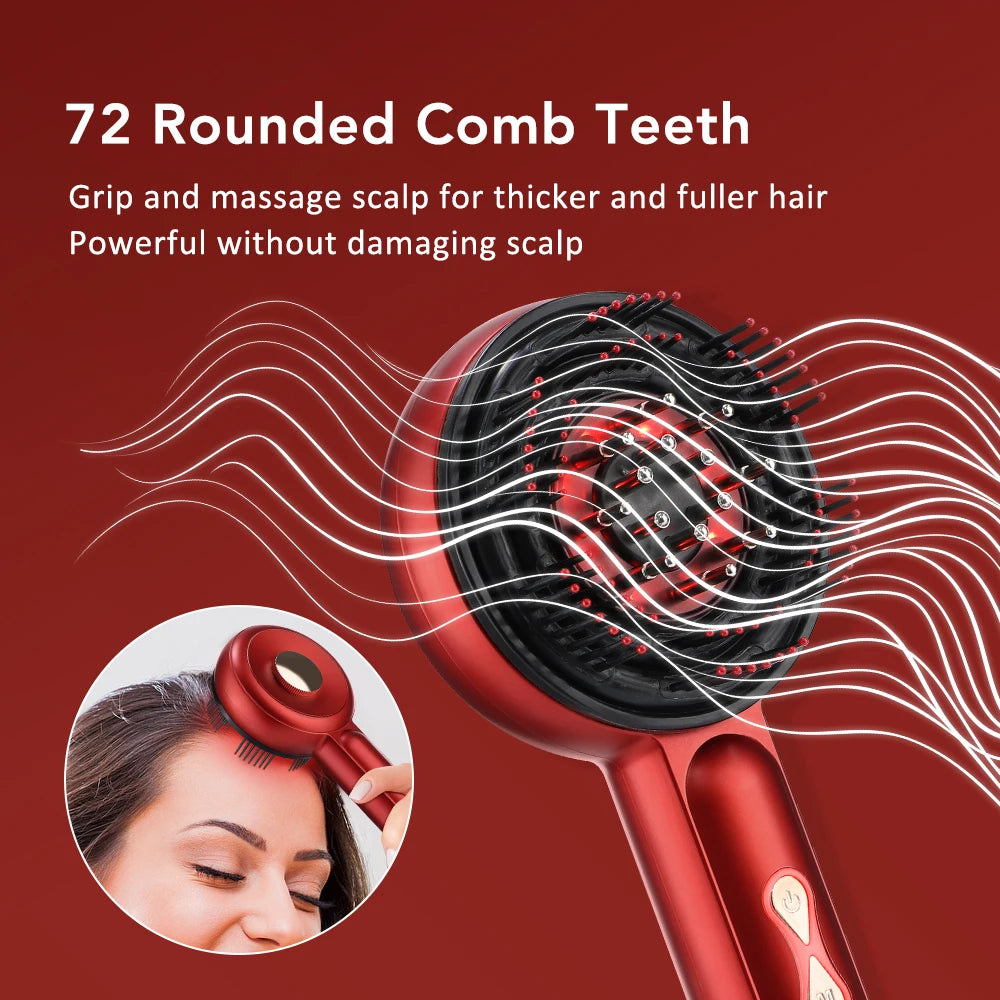Laser Scalp Massager | Red Light + EMS + Oil Applicator | USB Rechargeable | Hair Regrowth Comb
