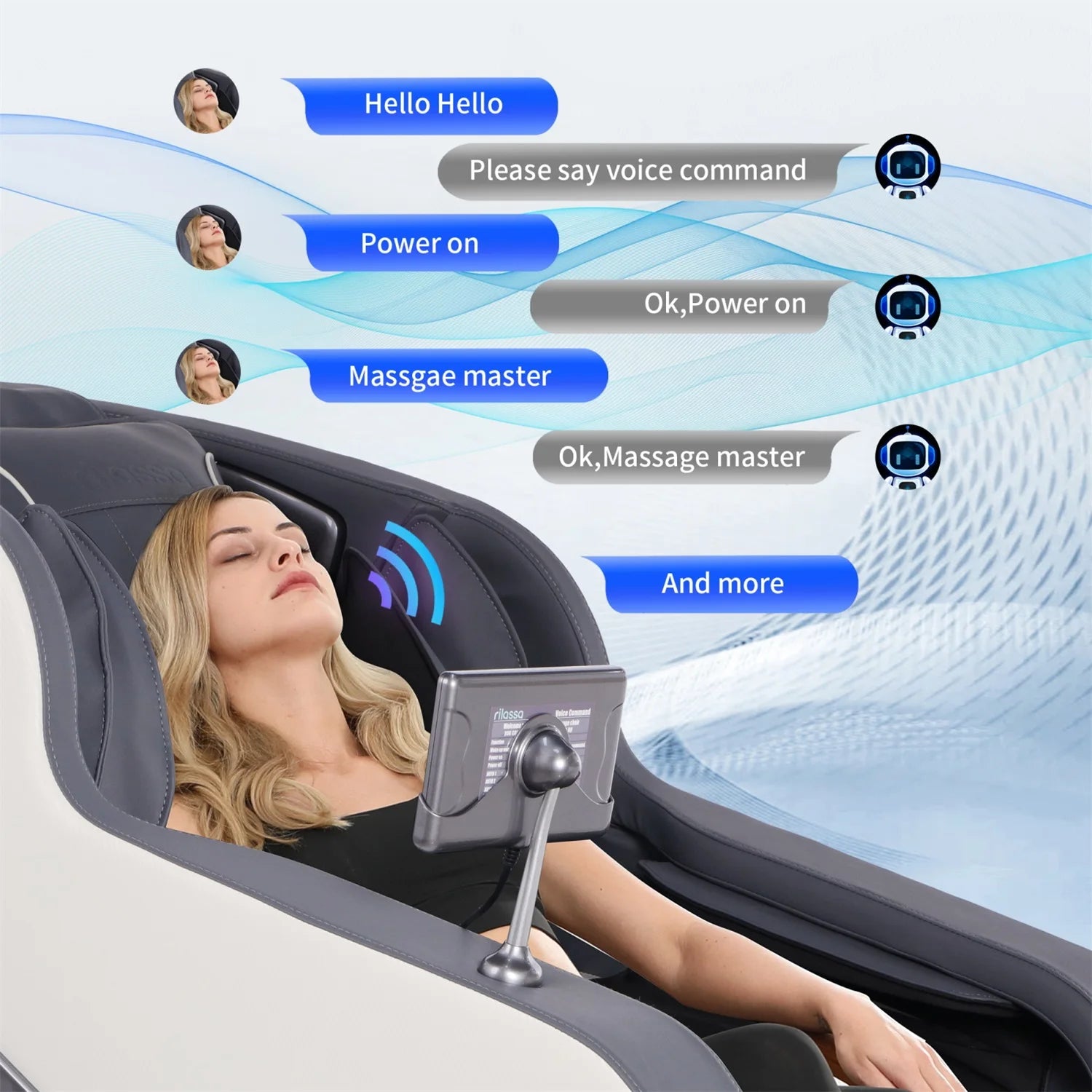 4D AI Voice-Control Massage Chair | 57" SL Track, 12 Programs, Touchscreen, Graphene Heating & Body Scan Customization