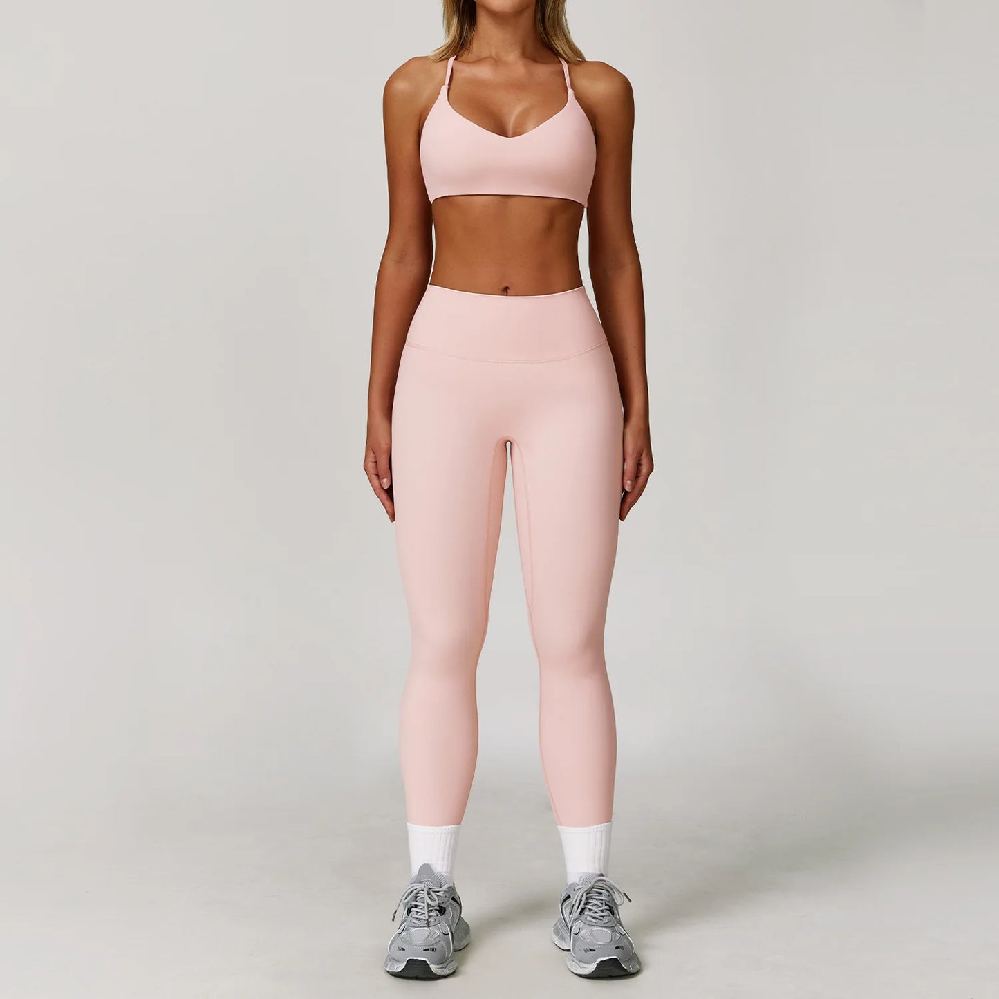 Seamless Yoga Set for Women | Long Sleeve Sports Bra and Leggings Workout Set with Breathable Stretch Fabric