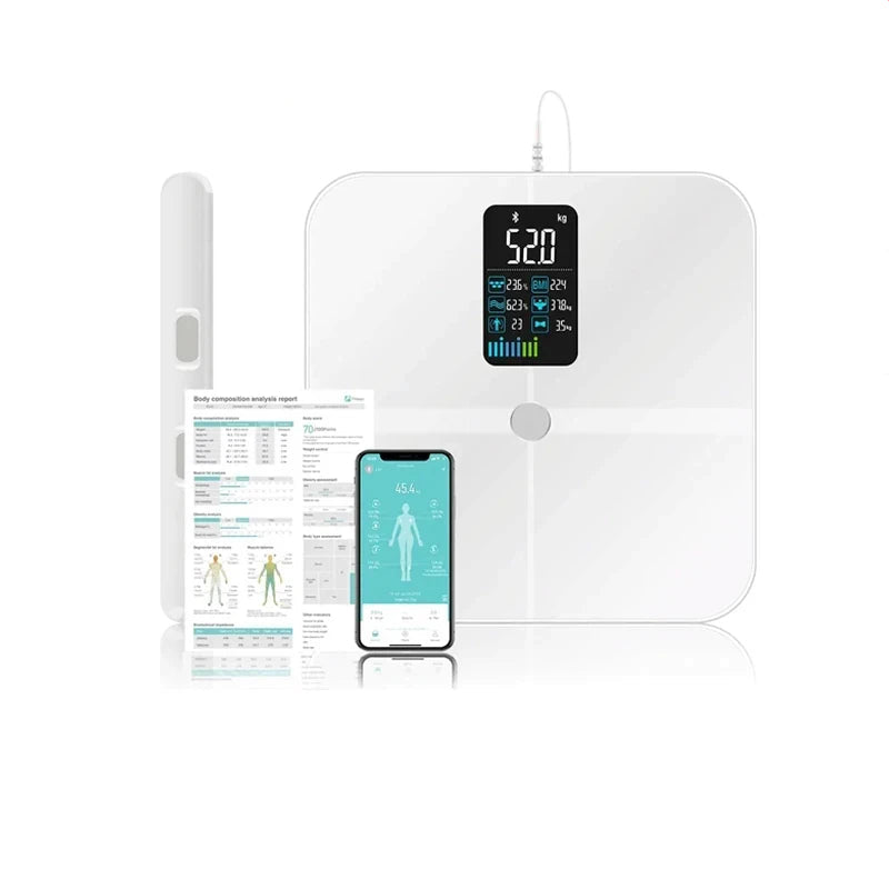 Smart Body Composition Scale | 8-Electrode Body Fat Monitor with Hand Sensors, TFT Display, App Sync, 18 Metrics, Baby Mode