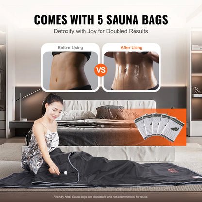 Portable Infrared Sauna Blanket | Foldable Full Body Sauna with Armholes | 6 Temperature Settings | Timer Control | Home Wellness & Travel Use