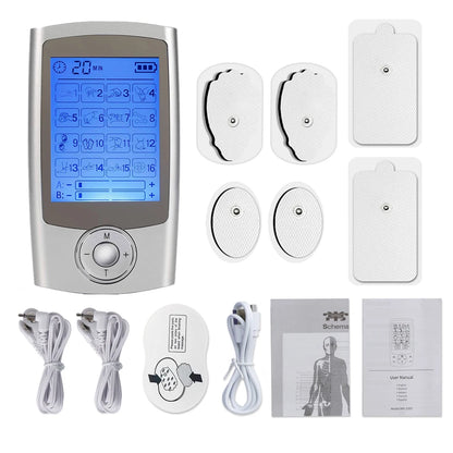 TENS Unit Muscle Stimulator | 16 Modes, Dual Output, Rechargeable EMS Massager for Pain Relief – Back, Neck, Legs