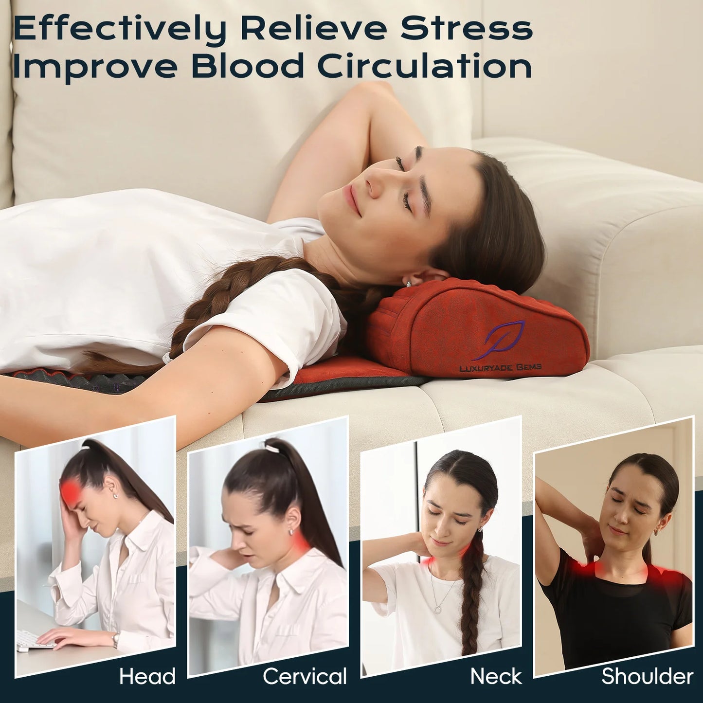 PEMF Infrared Therapy Pillow Mat | Amethyst, Jade, Negative Ion Heated Neck Cushion
