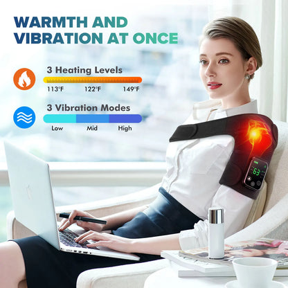 Knee Heating & Vibration Massager | 3-in-1 Hot Compress Pad for Knee, Shoulder, Elbow | 4000mAh Rechargeable, 3 Heat Levels