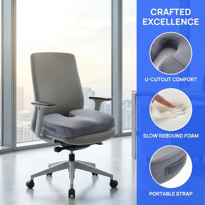 Cooling Gel Seat Cushion for Office Chair | Memory Foam Coccyx Pillow with Non-Slip Base for Tailbone & Back Pain Relief