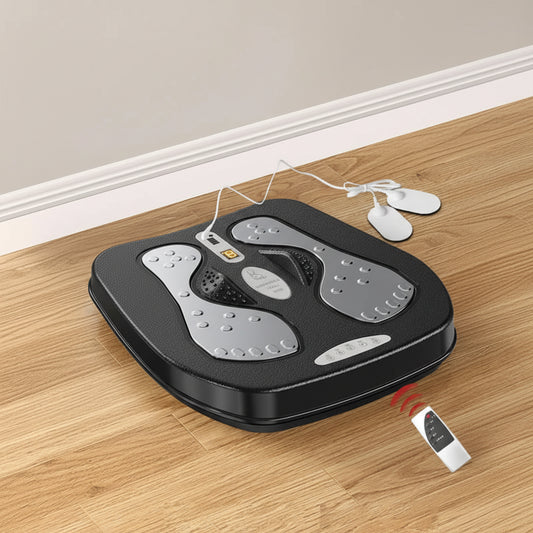 EMS Foot Massager with Heat & Remote | Electric Foot Circulation Machine, Pulse Therapy Pad, Adjustable Intensity & Modes