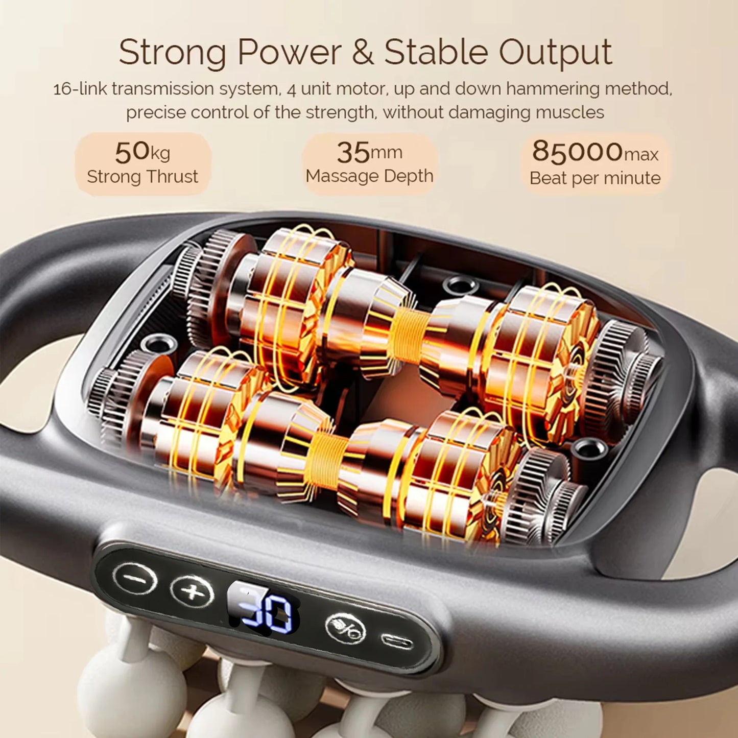 16-Head Deep Tissue Massager | Full Body Fascia Gun, 30 Speed Levels, Muscle Recovery Device