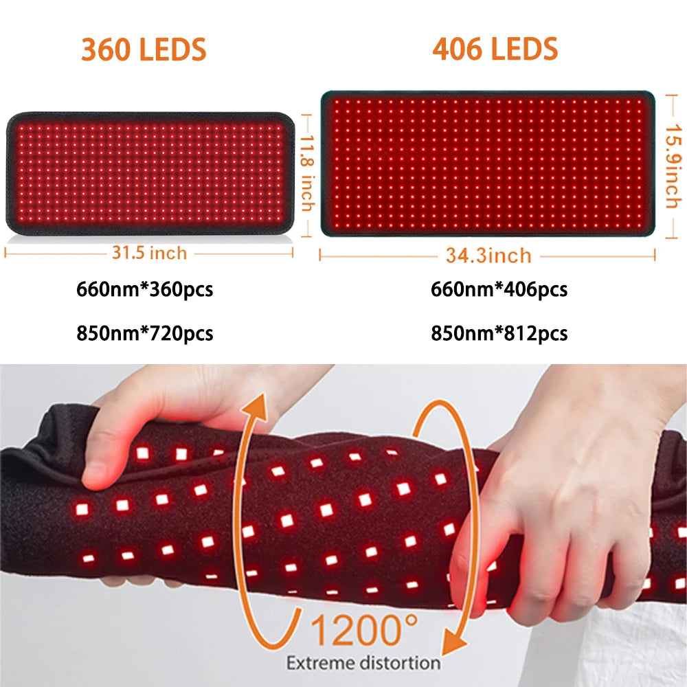 Infrared Red Light Therapy Pad 660nm 850nm 406 LEDs