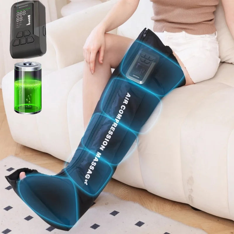 Leg Compression Massager with Air Pressure | Wireless Foot Calf Thigh Massager Wraps, Circulation Support, Rechargeable Single