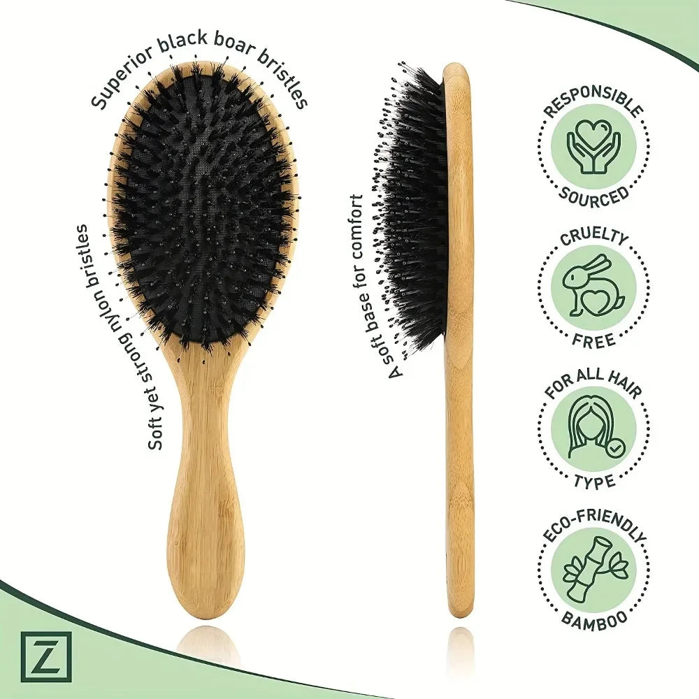 Natural Boar Bristle Hair Brush - vitaAsana