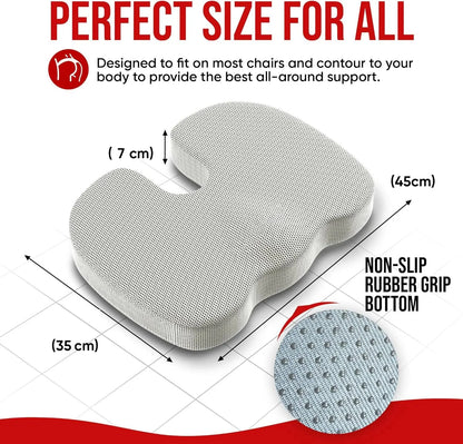 Ergonomic Seat Cushion for Tailbone Pain Relief | Memory Foam Coccyx Pillow for Office Chair, Hemorrhoid & Sciatica Support