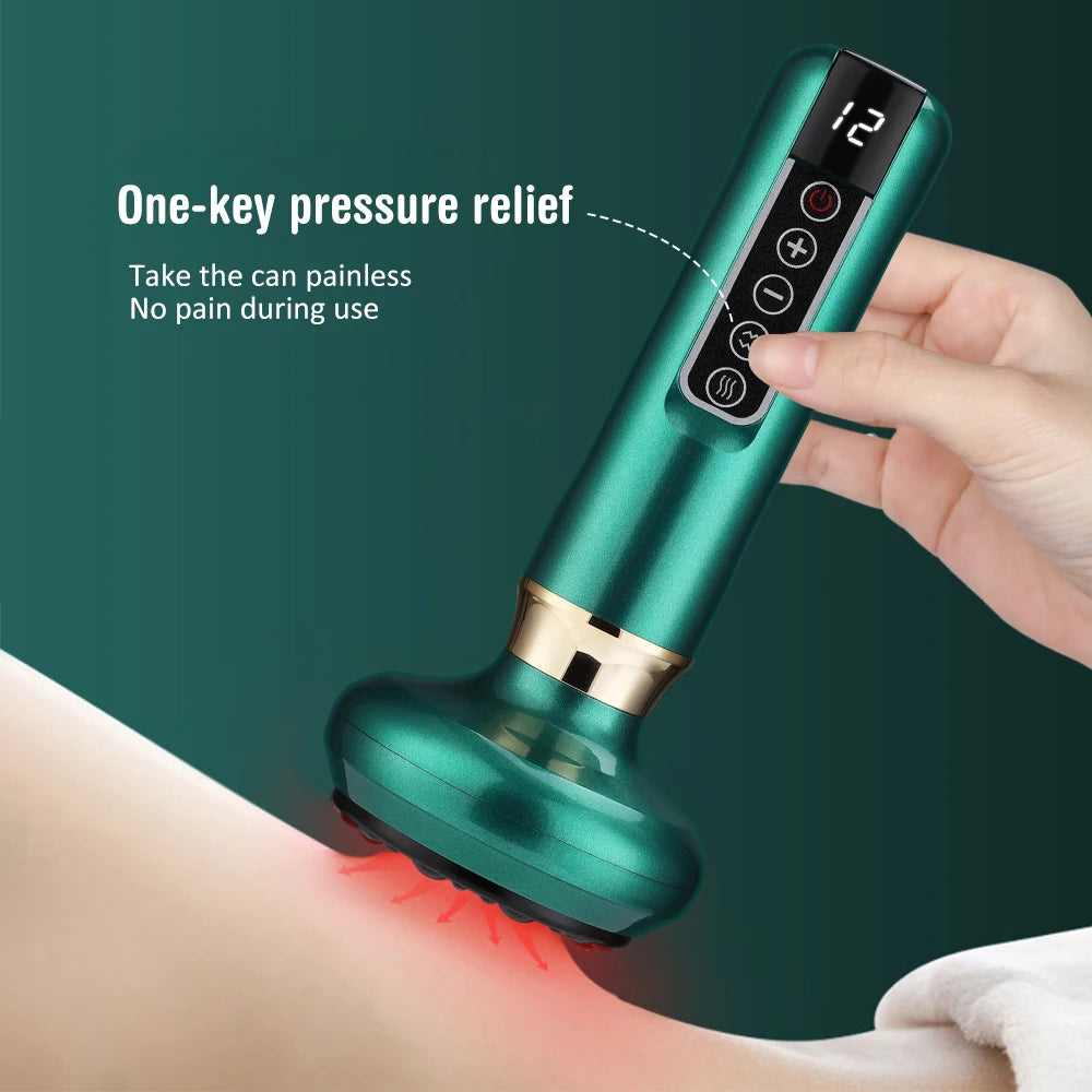 Electric Cupping Device – 12-Level Suction, 113–122 °F Infrared Heat, Massage & Scraping, USB-C Rechargeable, Wireless