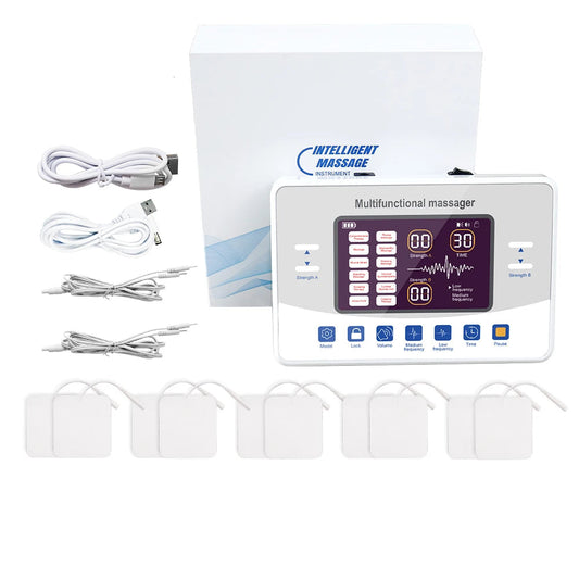 Dual Output TENS EMS Unit | 12 Modes, 30 Intensity Levels | USB-C Rechargeable, HD Display & Timer | Portable Pain & Muscle Relief