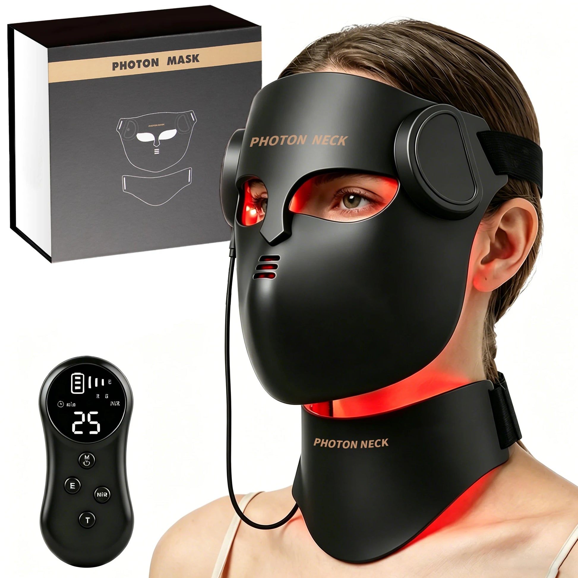 LED Red Light Therapy Face Mask With Neck Coverage