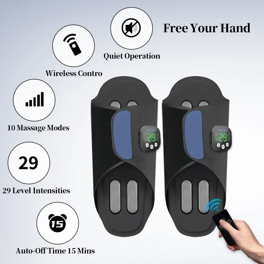 EMS Foot Massager Slippers with Remote Control | Electric Foot Stimulation Shoes, 10 Modes, 29 Intensity Levels, Muscle Relaxation Device