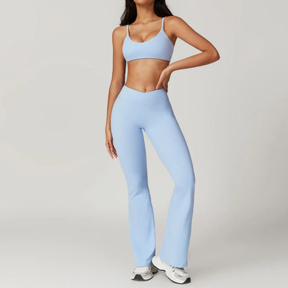 Yoga Set for Women | 2-Piece Short Sleeve Crop Top and High Waisted Leggings Workout Outfit with Quick-Dry Stretch Fabric