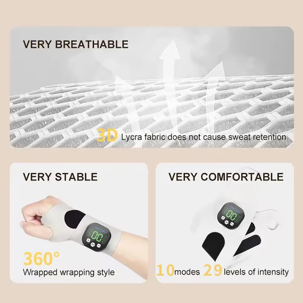 Cordless EMS Wrist Massager – 10-Mode Vibration Support