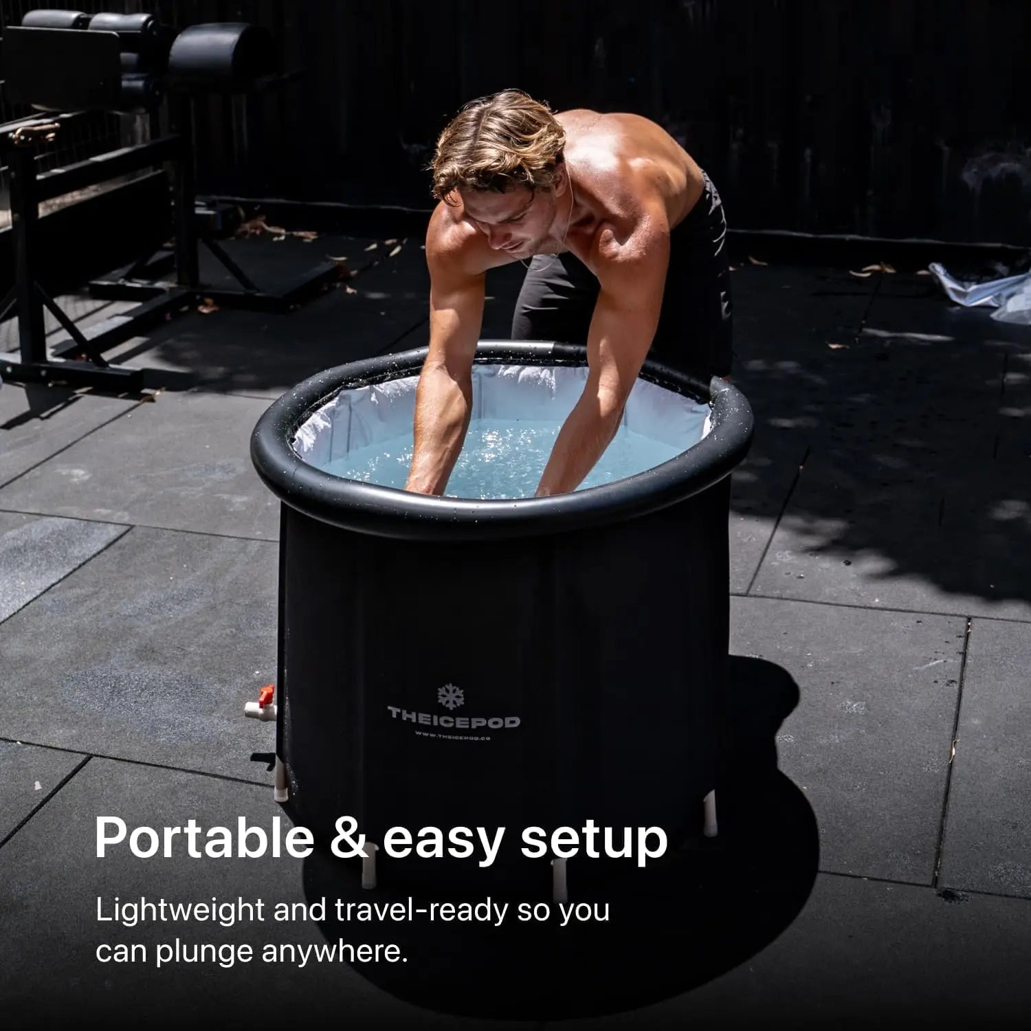 Portable Ice Bath Tub with Cover and Side Drain, 84 Gal