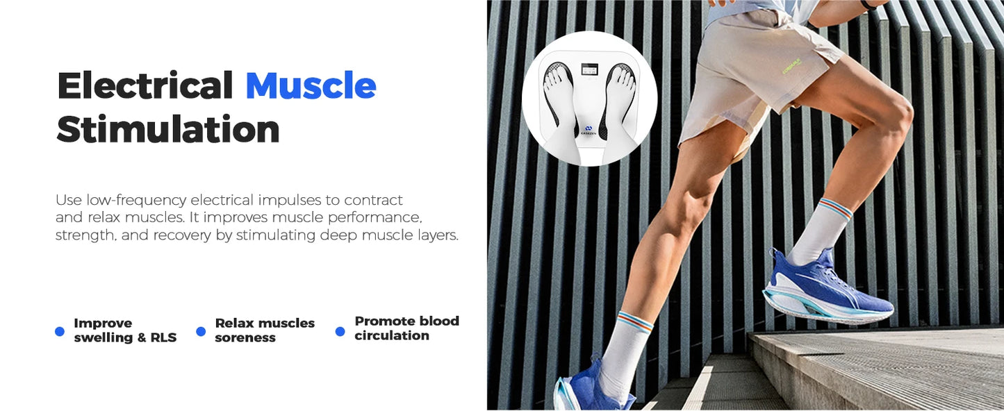 EMS Foot Massager for Neuropathy & Plantar Fasciitis | TENS Circulation Machine with 10 Modes & 20 Intensities