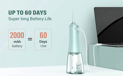 Cordless Water Flosser for Teeth 280ml | 4 Modes, 6 Jets, USB Rechargeable Oral Irrigator | Portable Dental Cleaner for Travel & Home Use