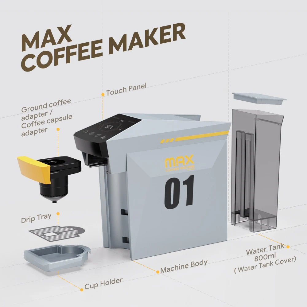 4-in-1 Capsule Coffee Machine – 19-Bar Espresso Maker, Fits Nespresso*, Dolce Gusto*, K-Cup* & Ground Coffee, Hot-Water Mode