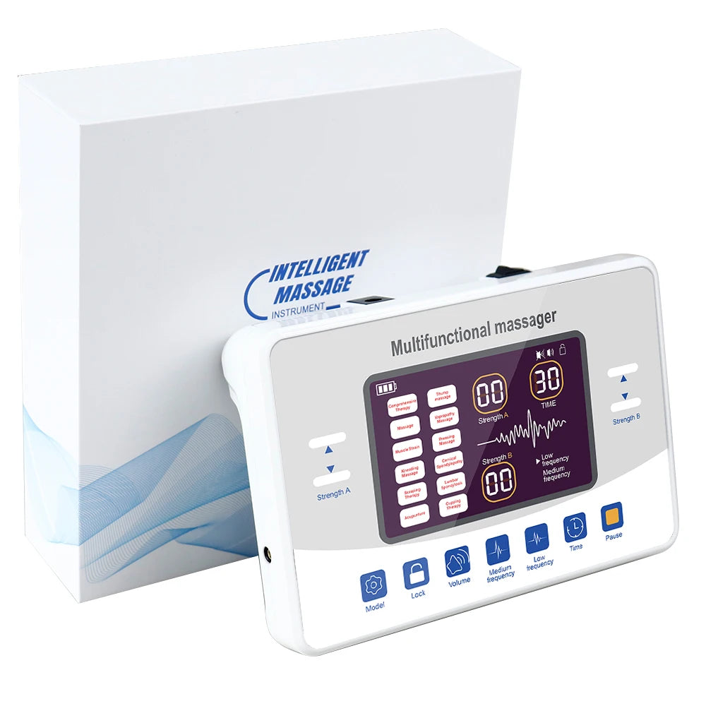 Electric TENS & EMS Massager – 12-Mode Pain-Relief Unit, 30 Intensity Levels, Dual-Channel, USB-C Rechargeable LCD Device