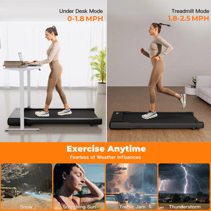 Walking Pad Under Desk Treadmill 2-in-1 | 2.5HP Portable Folding Walking Machine with Remote Control, LED Display & Quiet Motor for Home Office