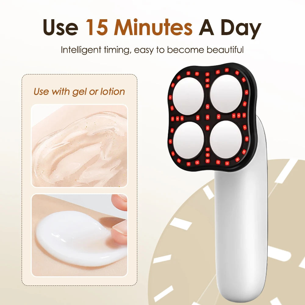Body Slimming Massager with RF, Red Light, Microcurrent | 10 Levels, 3 Modes, Heat Therapy | Fat Burning & Skin Tightening Device for Arms, Legs, Waist