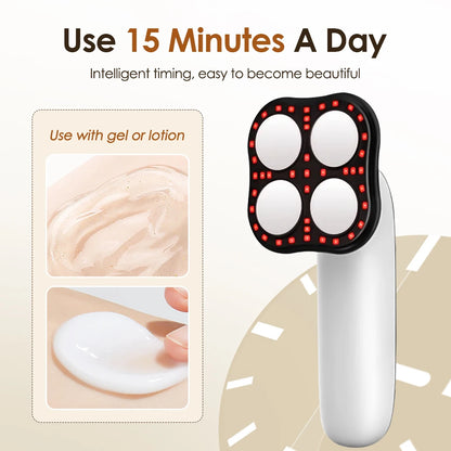 Body Slimming Massager with RF, Red Light, Microcurrent | 10 Levels, 3 Modes, Heat Therapy | Fat Burning & Skin Tightening Device for Arms, Legs, Waist