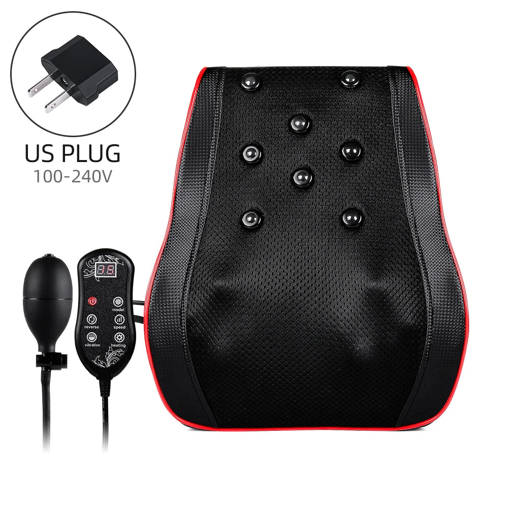 3D Kneading Massage Pillow | 20 Nodes, Heat Therapy, 4-Level Vibration & Full Spine Support