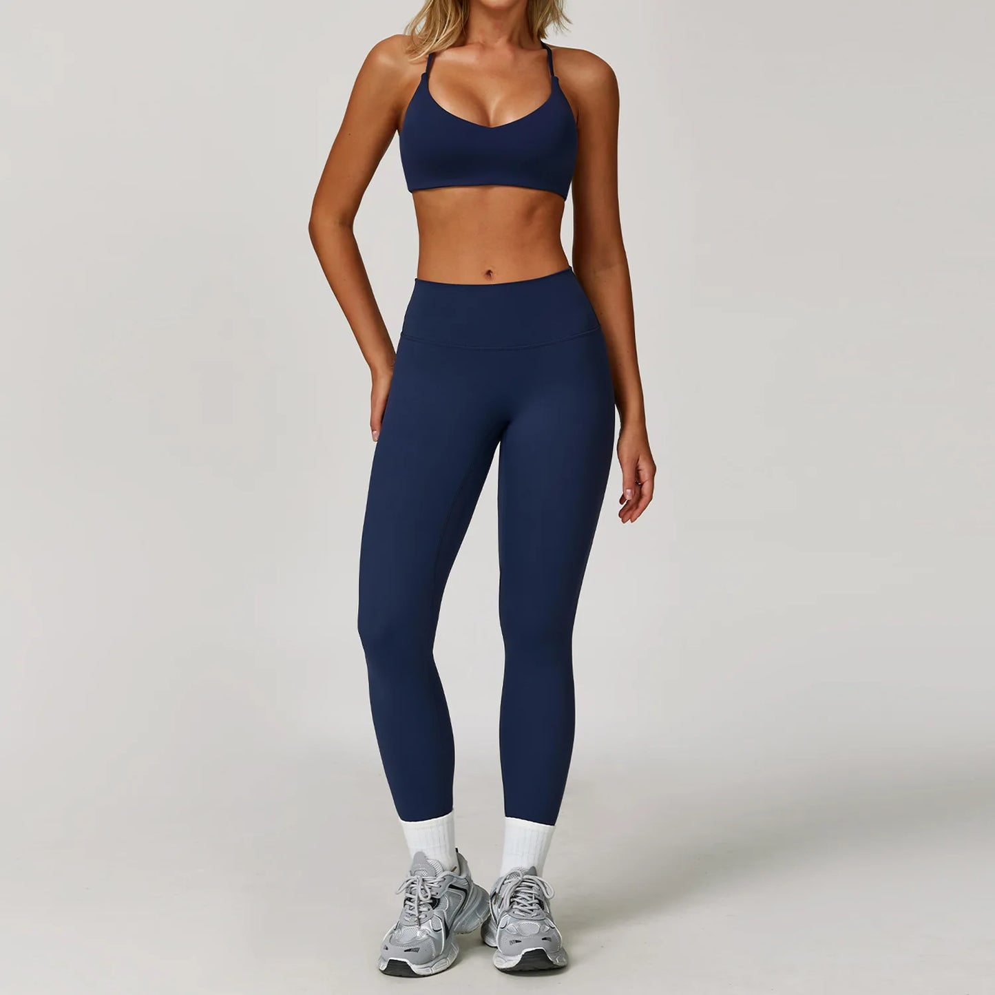 Seamless Yoga Set for Women | Long Sleeve Sports Bra and Leggings Workout Set with Breathable Stretch Fabric