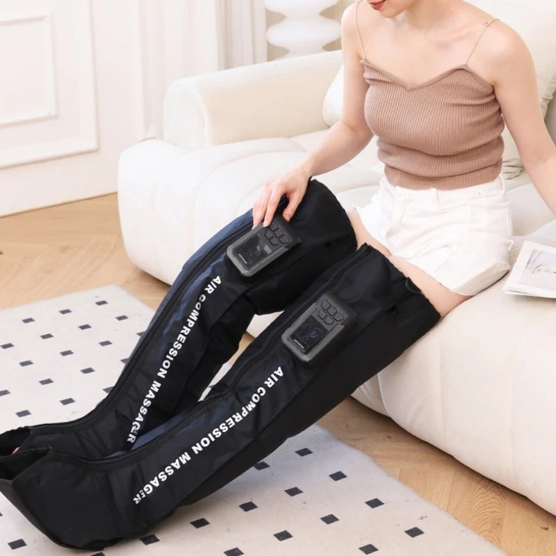 Leg Compression Massager with Air Pressure | Wireless Foot Calf Thigh Massager Wraps, Circulation Support, Rechargeable