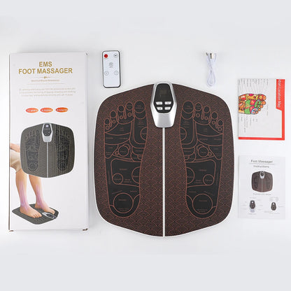 EMS Foot Massager Pad | 8 Modes & 32 Intensities | USB Rechargeable | Remote Control + Auto Shut-Off