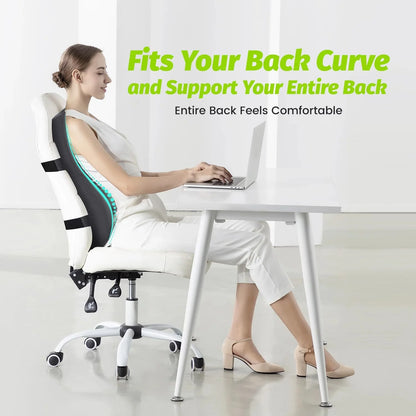 Ergonomic Lumbar Support Pillow | Memory Foam Back Cushion for Office Chair & Posture Support