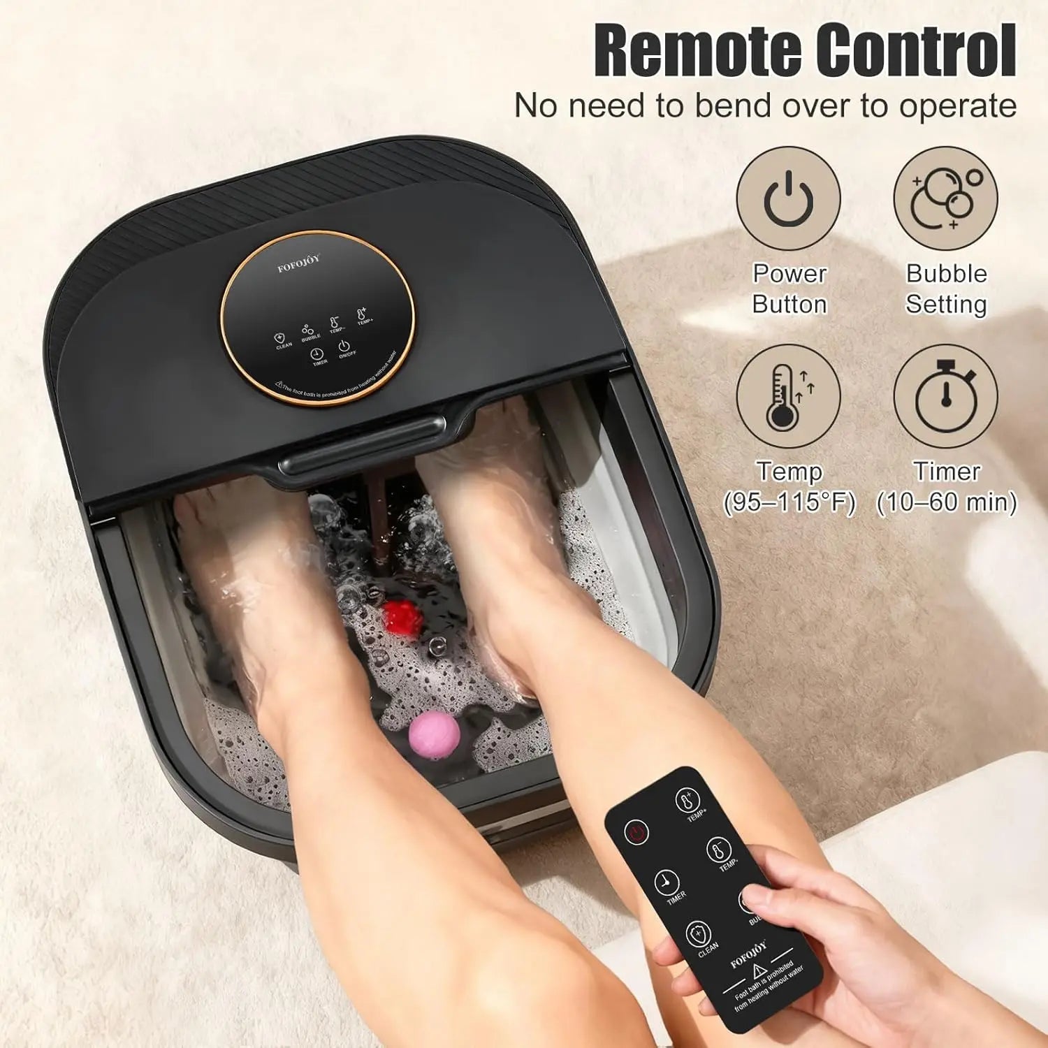 Foot Spa Bath Massager | Heated Foot Bath with Bubbles and Temperature Control | Foot Soaker Spa