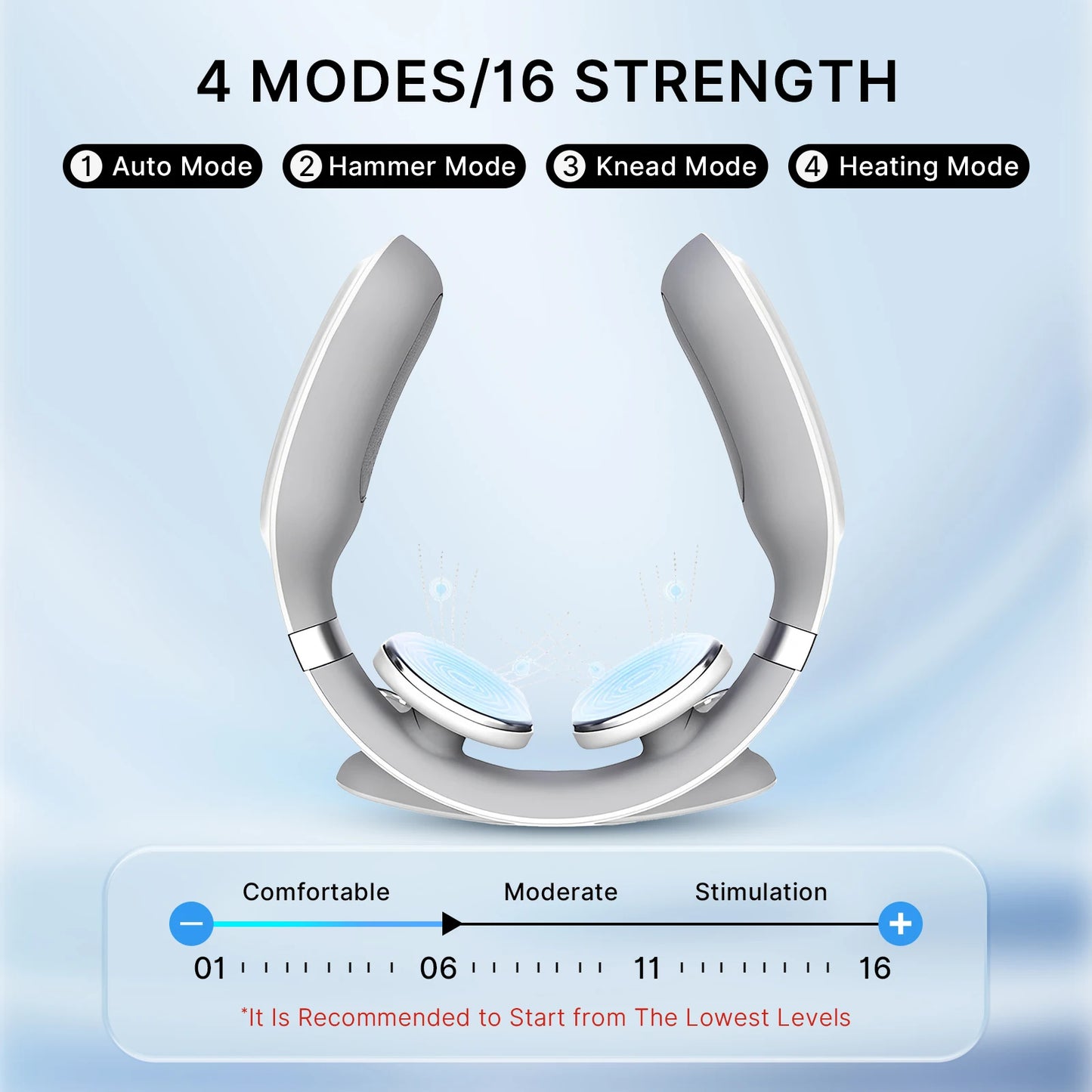 Cordless Neck Massager with Heat | 16 Intensity EMS, Deep Muscle Relief, Hands-Free Design