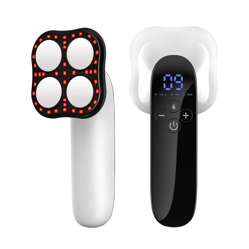 Body Slimming Massager with RF, Red Light, Microcurrent | 10 Levels, 3 Modes, Heat Therapy | Fat Burning & Skin Tightening Device for Arms, Legs, Waist
