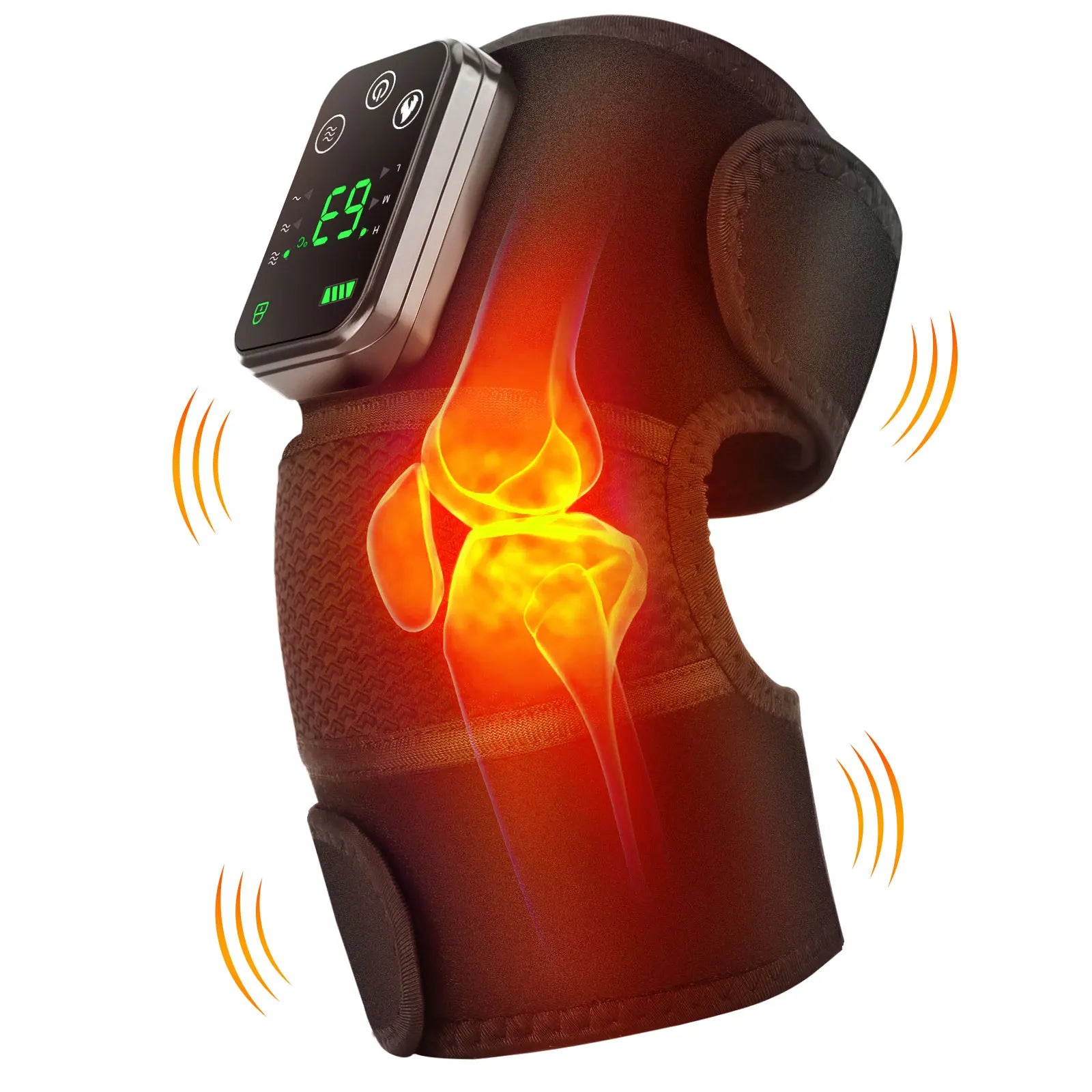 Knee Heating & Vibration Massager | 3-in-1 Hot Compress Pad for Knee, Shoulder, Elbow | 4000mAh Rechargeable, 3 Heat Levels