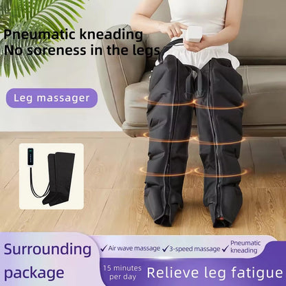Air Compression Leg Massager Boots | 6 Airbag Full Leg Circulation Machine, Foot Calf Knee Massage System, Rechargeable