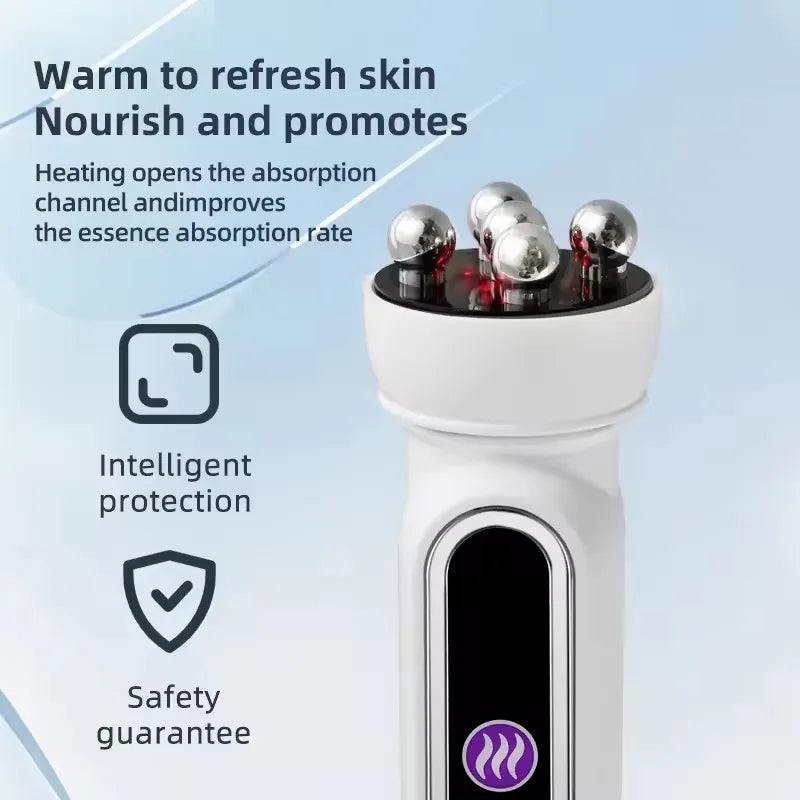 3-in-1 RF EMS Facial Roller | 360° Massager with LED & Heat | Anti-Wrinkle Skin Tightening Device for Face & Body