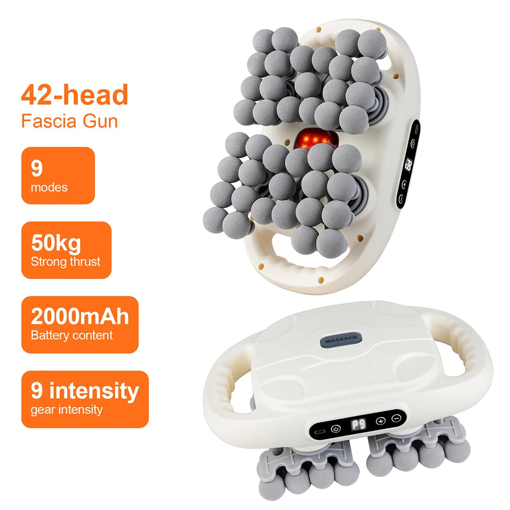42-Head Deep Tissue Massager | Full Body Fascia Gun, 9 Modes & Heat Therapy Muscle Recovery Device